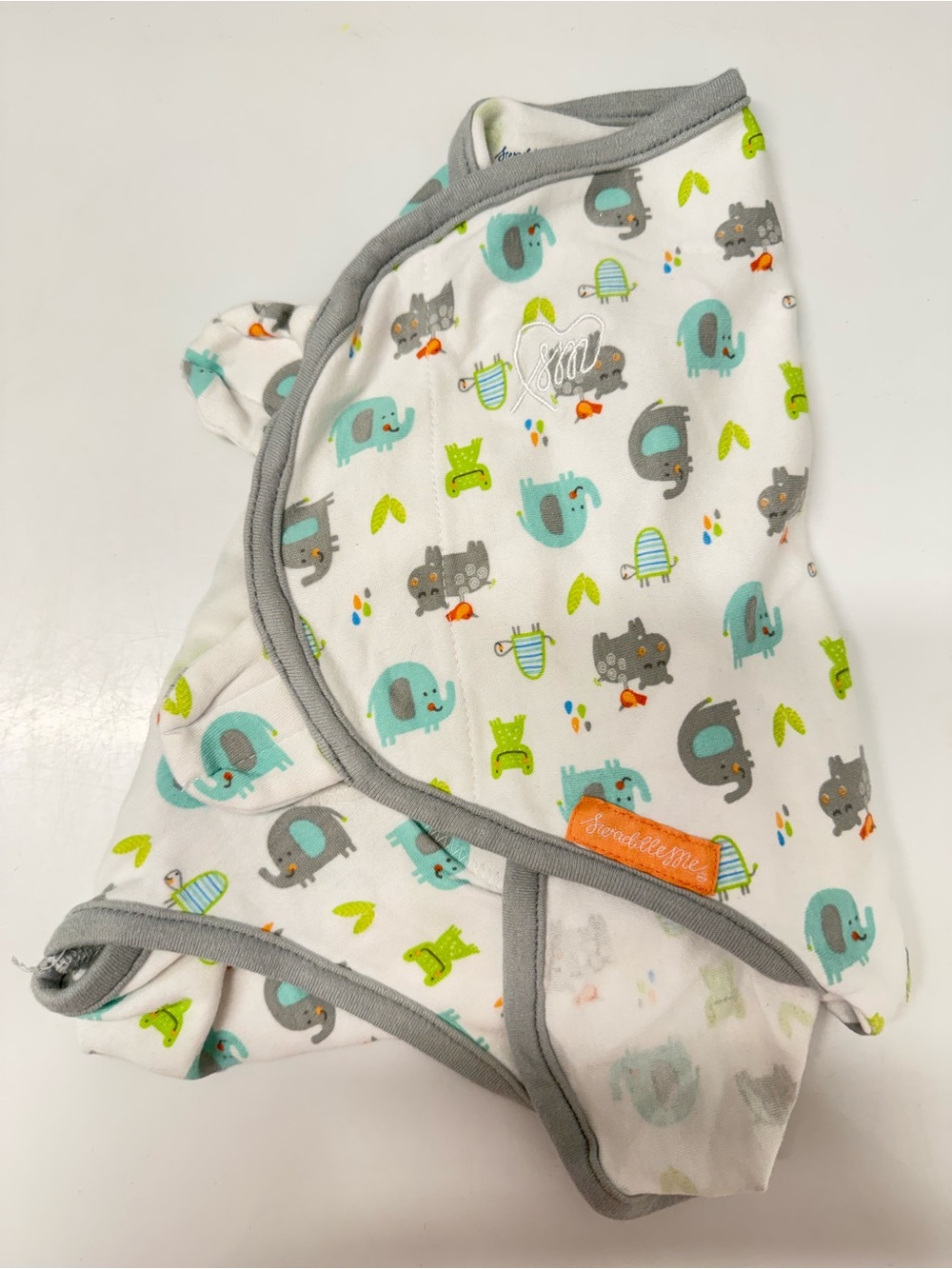 SwaddleMe Baby Swaddle - White with Teal, Gray & Lime Animal Print